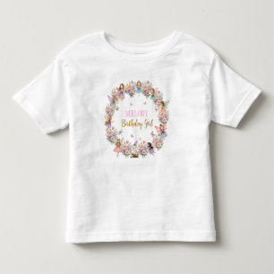 Camiseta Infantil aniversário do jardim de fadas da flor caprichosa