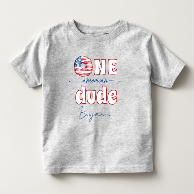 Camiseta Infantil Aniversário do One American Dude 1rua (Frente)