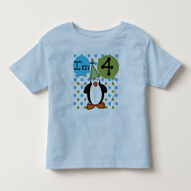 Camiseta Infantil Aniversário do pinguim 4o (Frente)