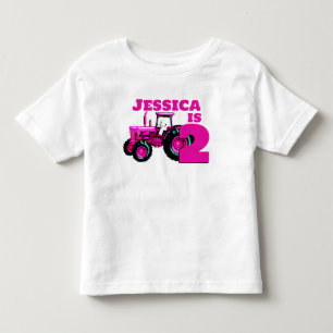 Camiseta Infantil Aniversário do Trator Rosa