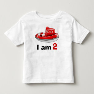 Camiseta Infantil Aniversário do Tugboat Vermelho com 2 anos