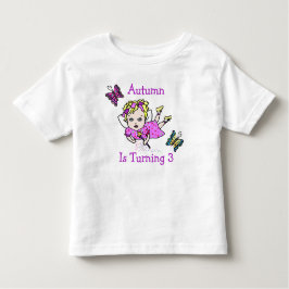 Camiseta Infantil Aniversário Fada e Borboletas Idade e Nome