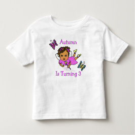 Camiseta Infantil Aniversário Fada e Borboletas Idade e Nome
