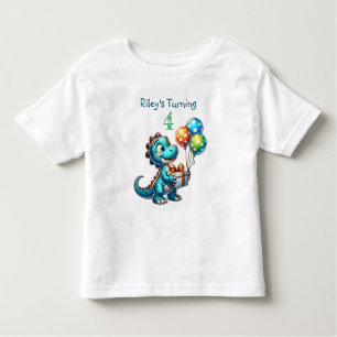 Camiseta Infantil Aniversário Menino Dinossauro Nome e Idade