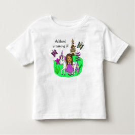 Camiseta Infantil Aniversário Princesa e Unicórnio Idade e Nome