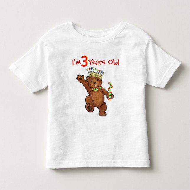 Camiseta Infantil Aniversário real do urso da criança de 3 anos (Frente)
