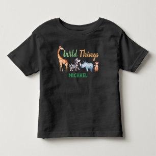 Camiseta Infantil Aniversário selvagem animal das coisas do safari
