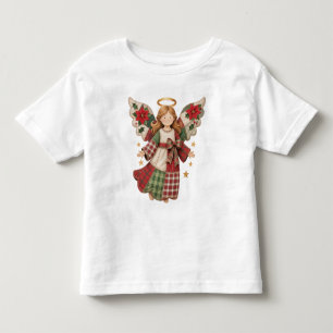 Camiseta Infantil Anjo de Natal com Estrelas Douradas