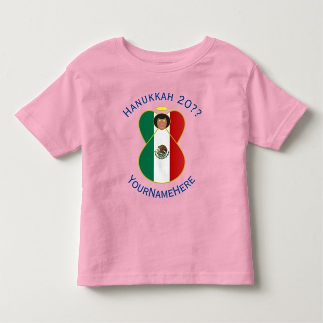 Camiseta Infantil Anjo Mexicano Hanukkah Sinalizador Personalizado R (Frente)