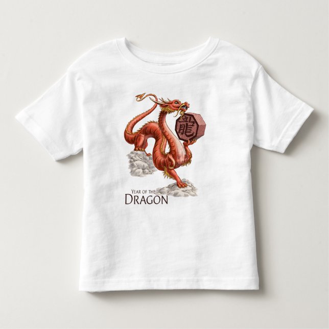 Camiseta Infantil Ano da Arte Zodiaca Chinesa do Dragão (Frente)