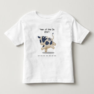Camiseta Infantil Ano do Boi Animal do Zodíaco Fofo 2021 Lembrança