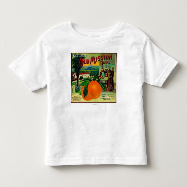 Camiseta Infantil Antiga Missão Orange LabelFullerton, CA (Frente)