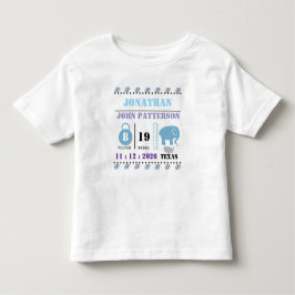 Camiseta Infantil Anúncio de Nascimento de Elefante Bebê Azul Fofo