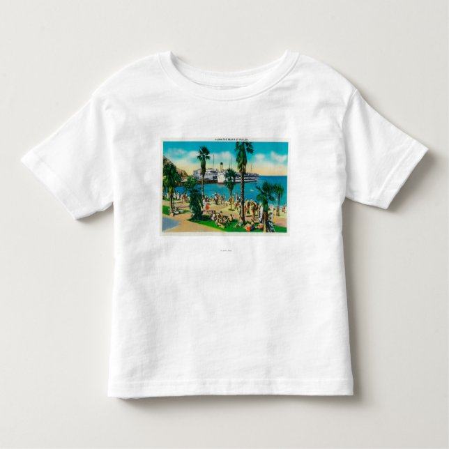 Camiseta Infantil Ao longo da praia na ilha de AvalonCatalina, CA (Frente)