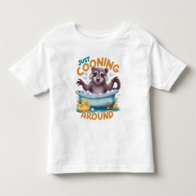 Camiseta Infantil Apenas Cooning, Aventura de banho divertida do gua (Frente)