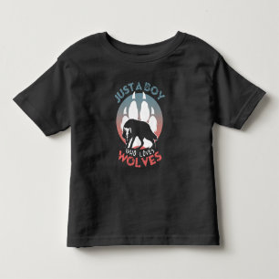 Camiseta Infantil Apenas um menino que ama lobos