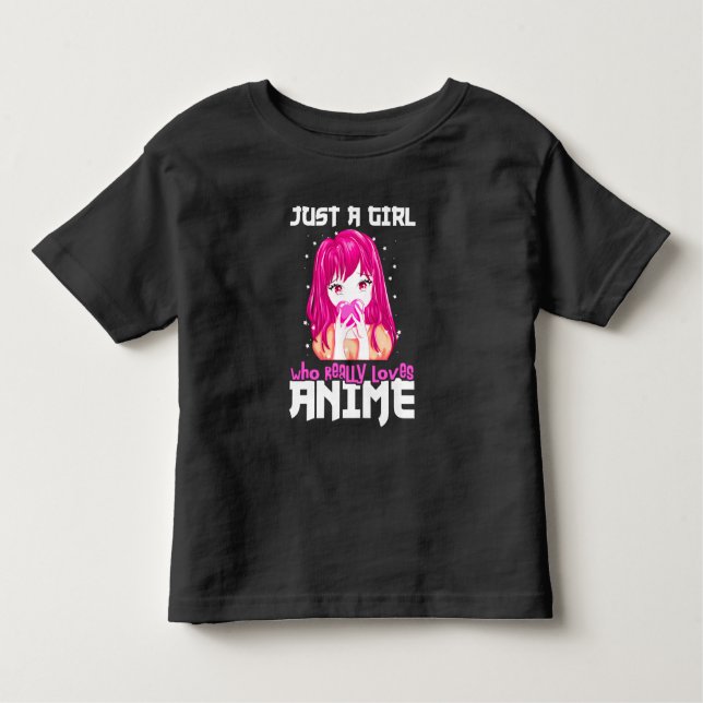 Camiseta Infantil Apenas Uma Garota Que Realmente Ama Anime (Frente)