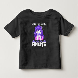 Camiseta Infantil Apenas uma garota que realmente ama anime em roxo