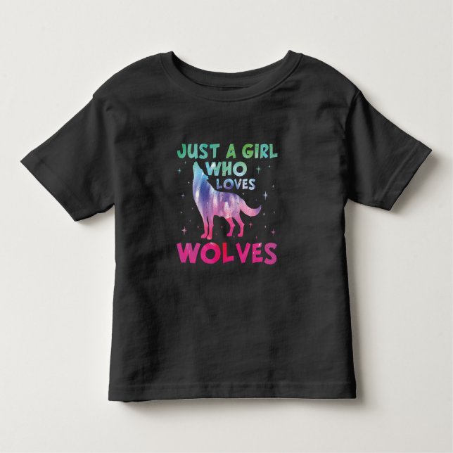 Camiseta Infantil Apenas Uma Menina Que Ama Lobos Aquarela (Frente)