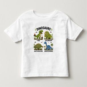 Camiseta Infantil Aprendizado de Espécies de Dinossauros para Crianç