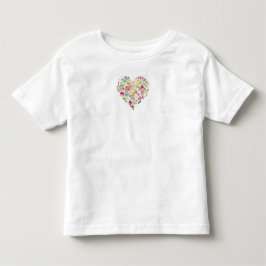 Camiseta Infantil Aquarela Coração Floral Rosa Seu Amor Doce Criança