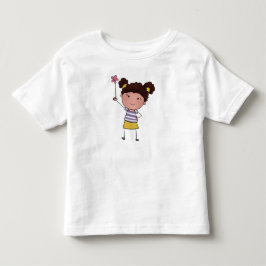 Camiseta Infantil Aquarela Menina Palito Fofa Flor Rosa Bonita