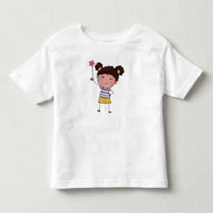 Camiseta Infantil Aquarela Menina Palito Fofa Flor Rosa Bonita