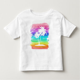 Camiseta Infantil Arco-íris Árvore branca da palma Silhoule
