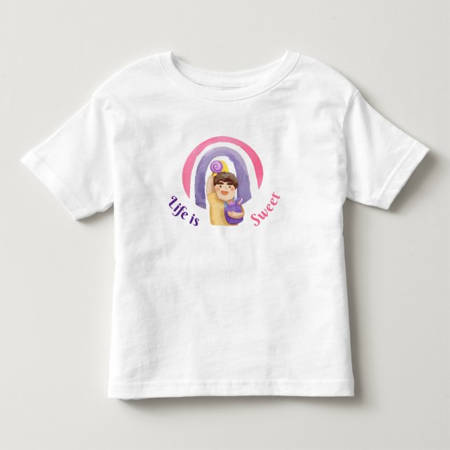 Camiseta Infantil Arco-íris de Doces para Crianças (Frente)
