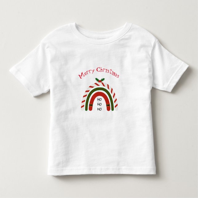 Camiseta Infantil Arco-Íris de Natal Deixe nevar (Frente)