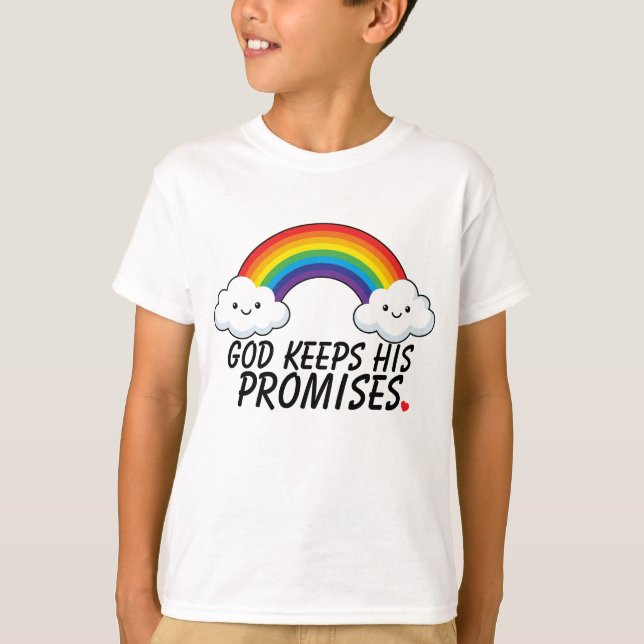 Camiseta Infantil Arco-Íris Deus Cumpre Suas Prome (Frente)
