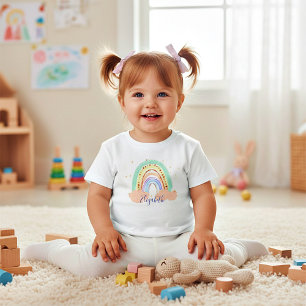 Camiseta Infantil Arco-íris e estrelas personalizado