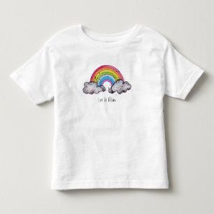 Camiseta Infantil Arco-íris e Nuvens em Aquarela Fofa