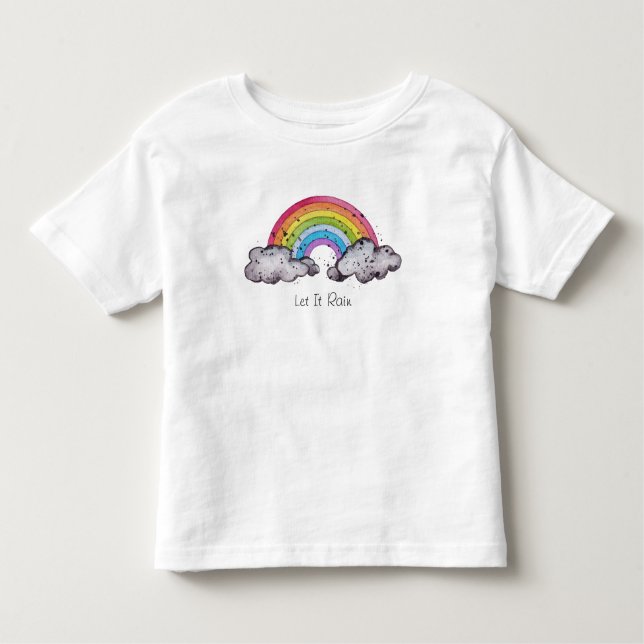 Camiseta Infantil Arco-íris e Nuvens em Aquarela Fofa (Frente)