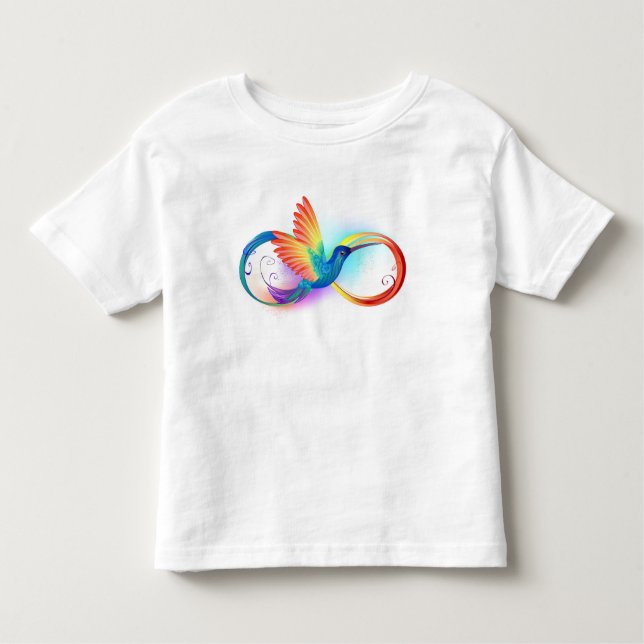 Camiseta Infantil Arco-íris Hummingbird com símbolo Infinito (Frente)