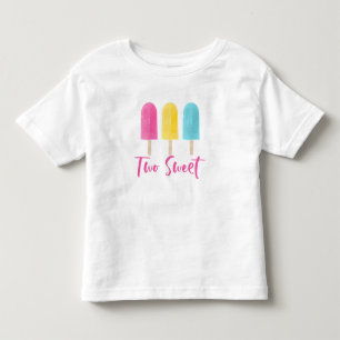 Camiseta Infantil Arco-íris Pop Dois Doce verão 2º Aniversário