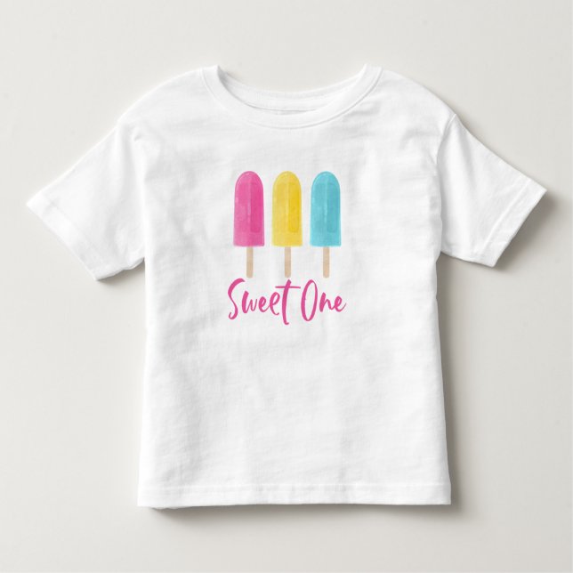 Camiseta Infantil Arco-íris Pop Sweet One verão 1º Aniversário (Frente)