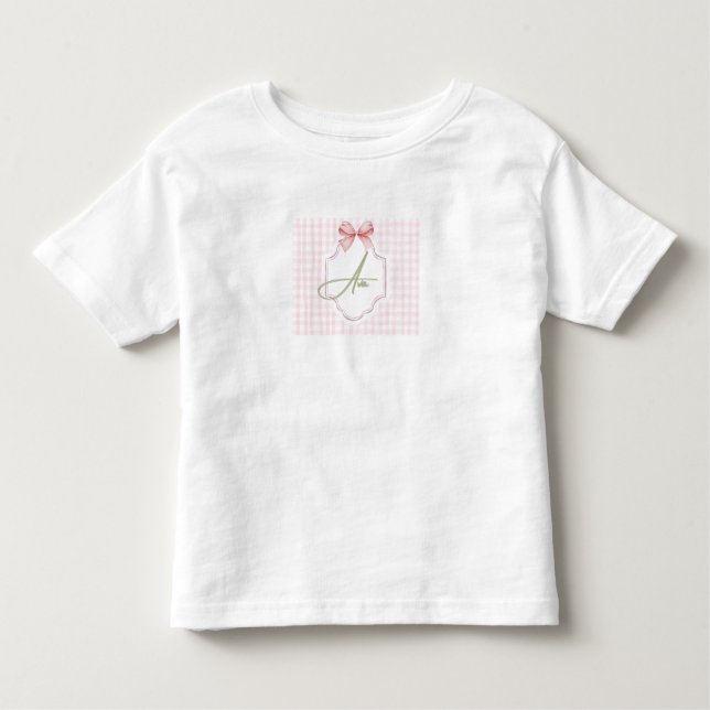 Camiseta Infantil Arco rosa personalizado Ava e Impressão Gingham (Frente)