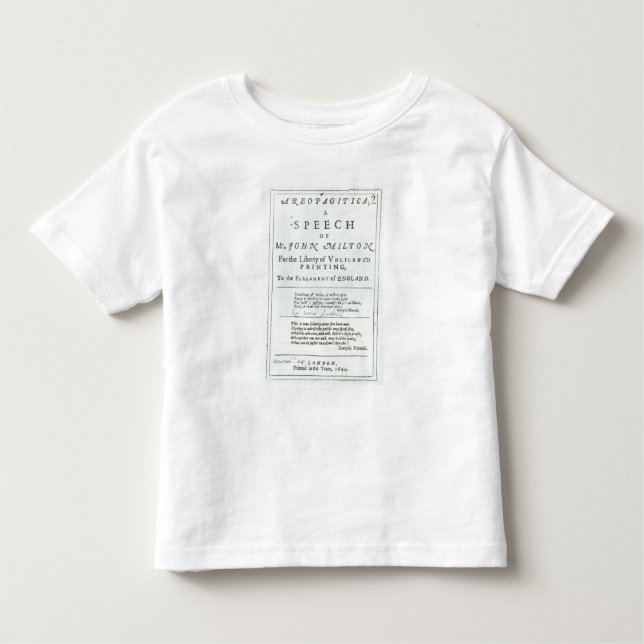 Camiseta Infantil Areopagitica um discurso de John Milton (Frente)