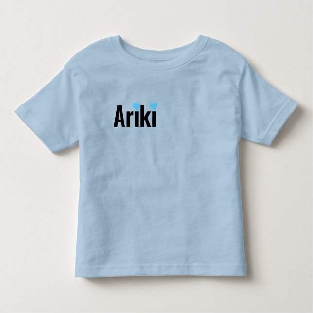 Camiseta Infantil Ariki Baby Boys Se Nomeia Com Corações, (Frente)