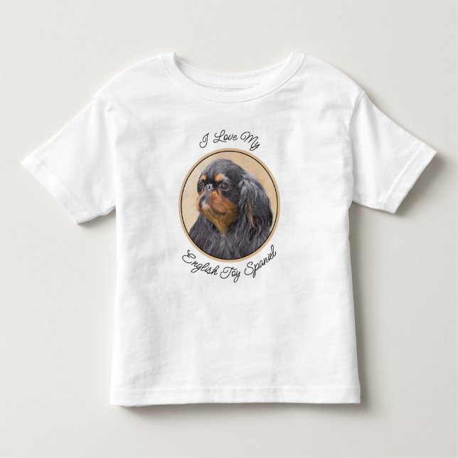 Camiseta Infantil Arte Animal Original Pintura Inglesa Toy Spaniel (Frente)