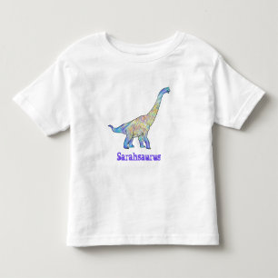 Camiseta Infantil Arte Colorida de Dinossauro Braquiossauro de Sarah