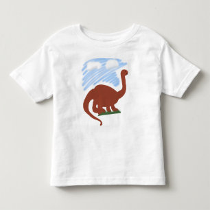 Camiseta Infantil Arte de Cartoon Whimsical Dinosaur