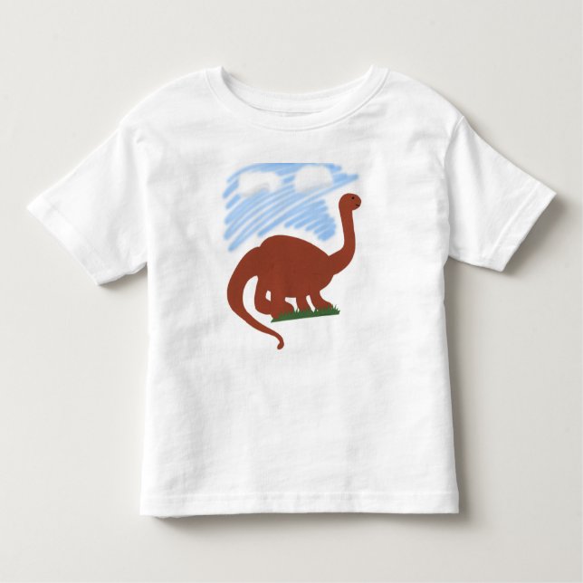 Camiseta Infantil Arte de Cartoon Whimsical Dinosaur (Frente)
