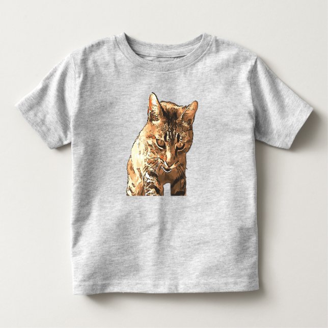 Camiseta Infantil Arte de Contorno de Gato Preto e Guias (Frente)