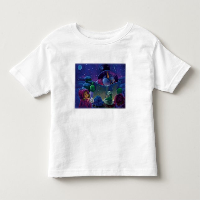 Camiseta Infantil Arte de Leitura do Wintertime Snowman (Frente)