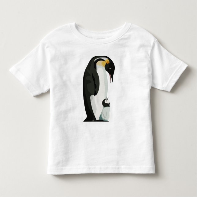 Camiseta Infantil Arte de ligação de Pintinhos e pais de pinguins (Frente)