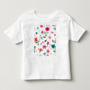 Camiseta Infantil Arte de Padrão Floral Vibrante
