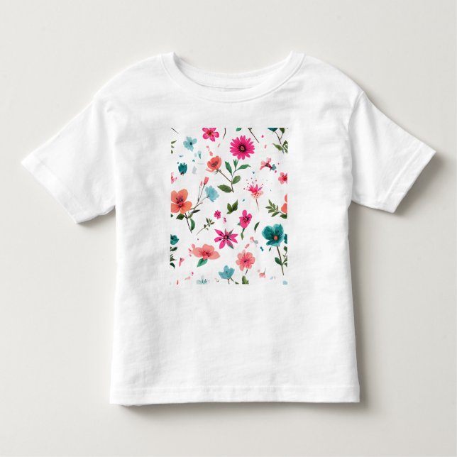 Camiseta Infantil Arte de Padrão Floral Vibrante (Frente)