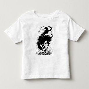 Camiseta Infantil Arte de Silhueta Dinâmica de Rodeio de Cowboy